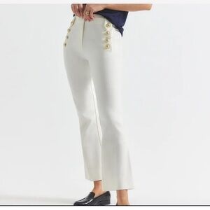 Women’s White Crop Flare Robertson Sailor Style Stretch Pants New Size 16